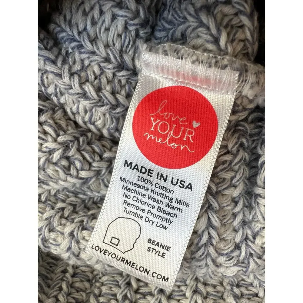 Love Your Melon Chunky Knit Beanie White Gray Speckle